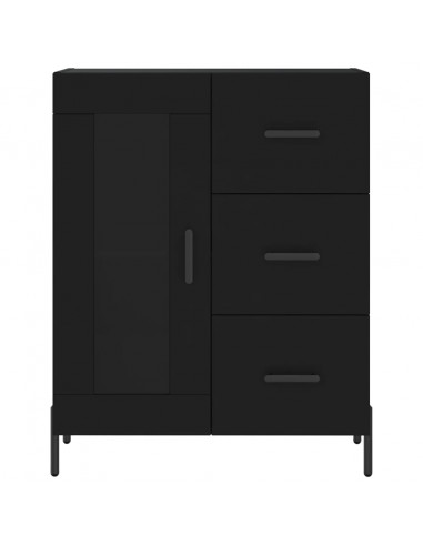 Credenza Nera 69,5x34x180 cm in Legno Multistrato