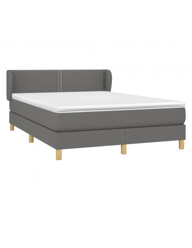 Giroletto a Molle con Materasso Grigio Scuro 140x200cm Tessuto