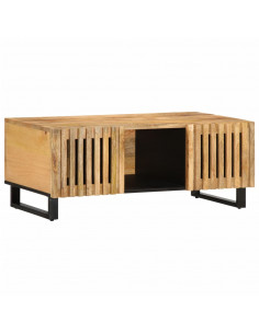 Tavolino da Salotto 100x55x40 cm Legno Massello di Mango Grezzo 2