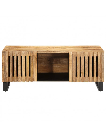 Tavolino da Salotto 100x55x40 cm Legno Massello di Mango Grezzo