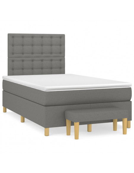 Giroletto a Molle con Materasso Grigio Scuro 120x190cm Tessuto