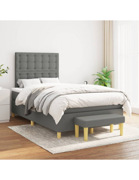 Giroletto a Molle con Materasso Grigio Scuro 120x190cm Tessuto