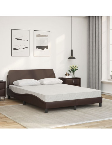 Letto con Materasso Marrone 140x190cm in Similpelle