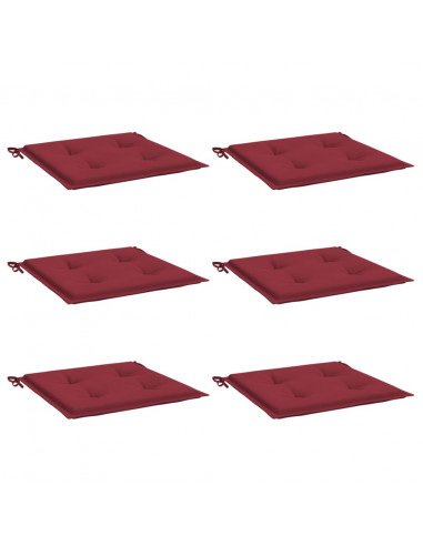 Cuscini per Sedia 6 pz Rosso Vino 40x40x4 cm in Tessuto Oxford