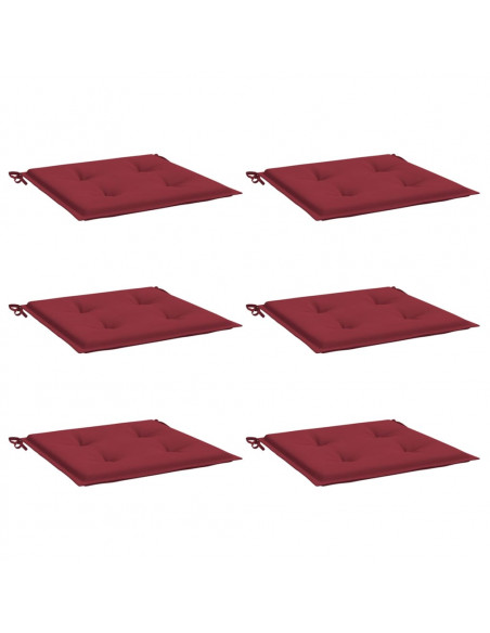 Cuscini per Sedia 6 pz Rosso Vino 40x40x3 cm in Tessuto Oxford