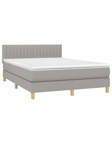 Letto a Molle Materasso e LED Grigio Chiaro 140x200 cm Tessuto