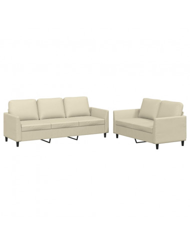 Set di Divani 2 pz con Cuscini crema in Similpelle