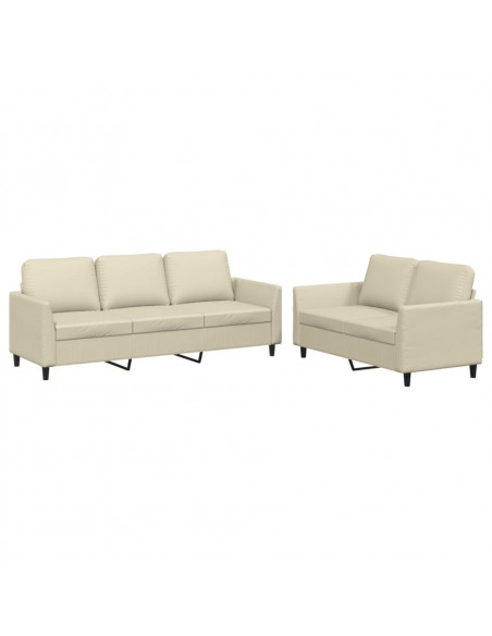 Set di Divani 2 pz con Cuscini crema in Similpelle