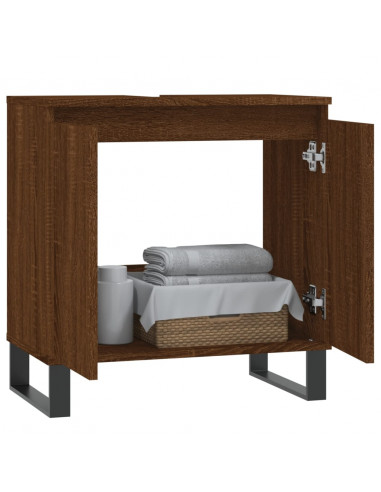 Armadietto Bagno Rovere Marrone 58x33x60cm in Legno Multistrato
