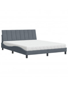 Letto con Materasso Grigio Scuro 160x200 cm in Velluto 2