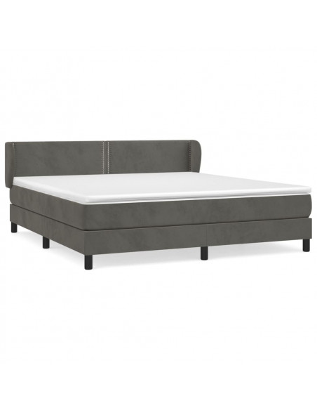 Giroletto a Molle con Materasso Grigio Scuro 180x200 cm Velluto