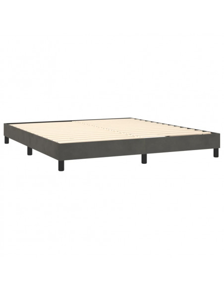 Giroletto a Molle con Materasso Grigio Scuro 180x200 cm Velluto