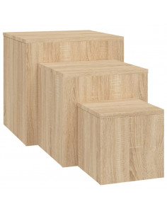 Tavolini 3 pz Rovere Sonoma in Truciolato 2