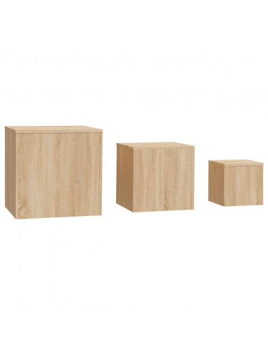 Tavolini 3 pz Rovere Sonoma in Truciolato