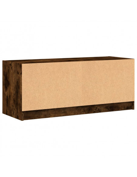 Mobile Porta TV con Ante in Vetro Rovere Fumo 102x37x42 cm