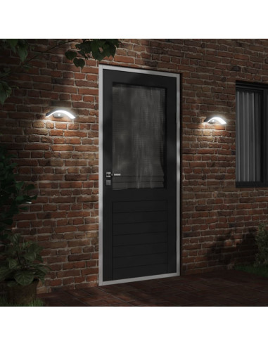 Applique con LED e Sensore 2 pz Nere in Alluminio Pressofuso