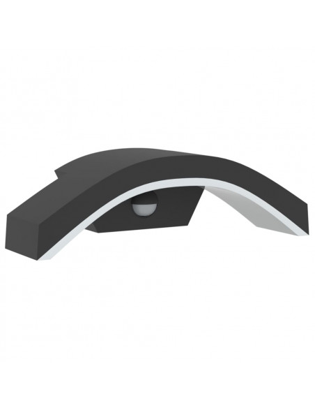 Applique con LED e Sensore 2 pz Nere in Alluminio Pressofuso