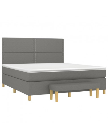 Giroletto a Molle con Materasso Grigio Scuro 160x200 cm Tessuto