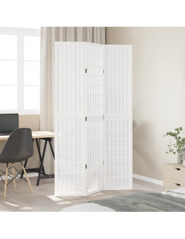 Divisorio Ambienti 3Pannelli Bianco Legno Massello di Paulownia
