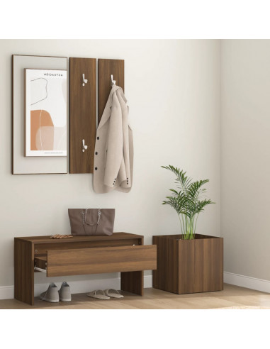 Set di Mobili da Corridoio Rovere Marrone in Legno Multistrato