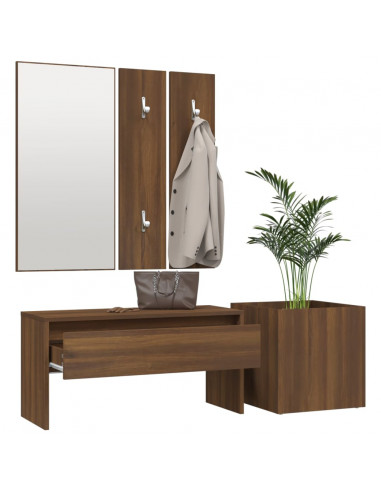 Set di Mobili da Corridoio Rovere Marrone in Legno Multistrato