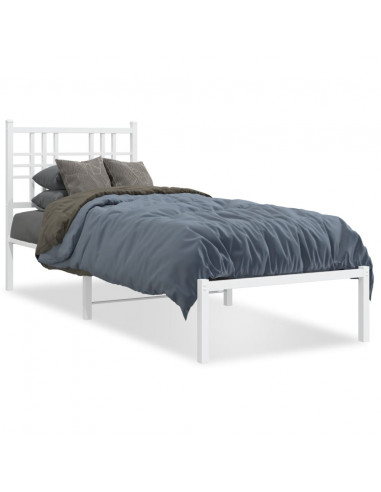 Giroletto con Testiera Metallo Bianco 80x200 cm