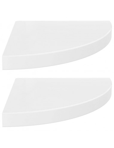 Scaffali Angolari a Parete 2 pz Bianco Lucido 35x35x3,8 cm MDF