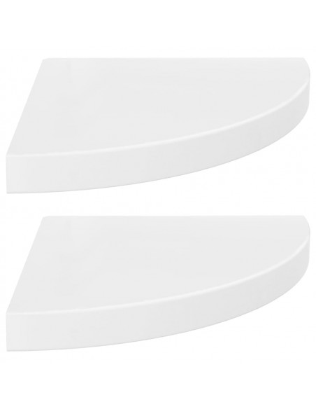 Scaffali Angolari a Parete 2 pz Bianco Lucido 35x35x3,8 cm MDF
