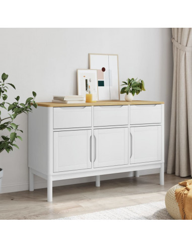 Credenza FLORO Bianca 114x43x74 cm in Legno Massello di Pino