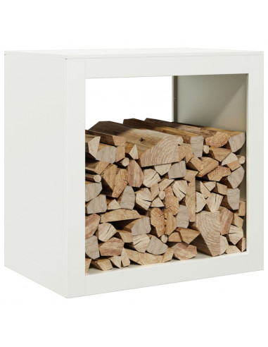 Rastrelliera per Legna da Ardere Bianca 60x40x60 cm in Acciaio