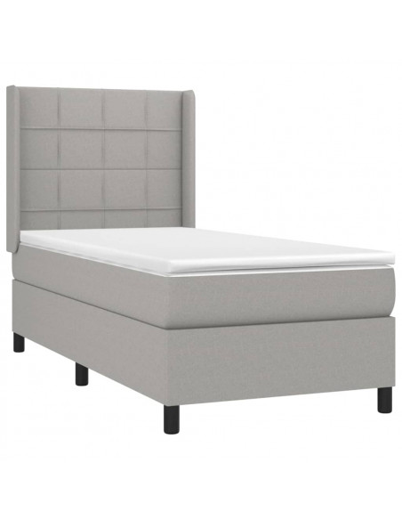 Letto a Molle Materasso e LED Grigio Chiaro 80x200 cm Tessuto