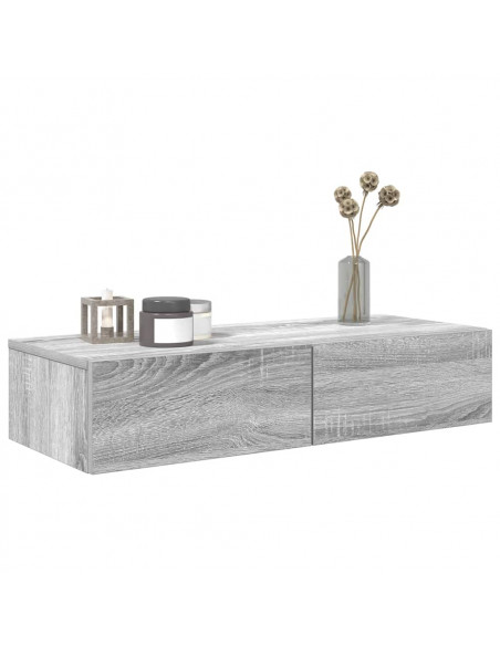 Scaffale a Parete con Cassetti Grigio 80x33x17 cm in Truciolato