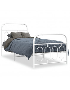 Giroletto con Testiera e Pediera Metallo Bianco 90x190 cm 2