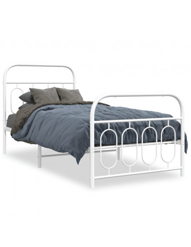 Giroletto con Testiera e Pediera Metallo Bianco 90x190 cm