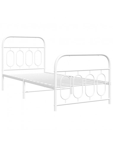 Giroletto con Testiera e Pediera Metallo Bianco 90x190 cm