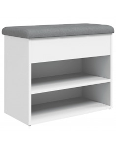 Panca Porta Scarpe Bianca 62x32x50 cm in Legno Multistrato 2