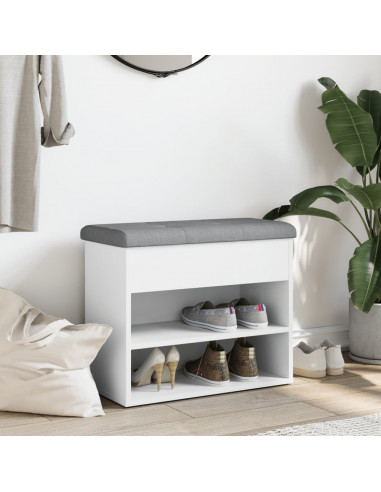 Panca Porta Scarpe Bianca 62x32x50 cm in Legno Multistrato