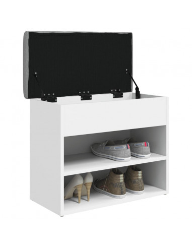 Panca Porta Scarpe Bianca 62x32x50 cm in Legno Multistrato