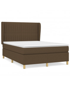 Giroletto a Molle con Materasso Marrone Scuro 140x190cm Tessuto 2