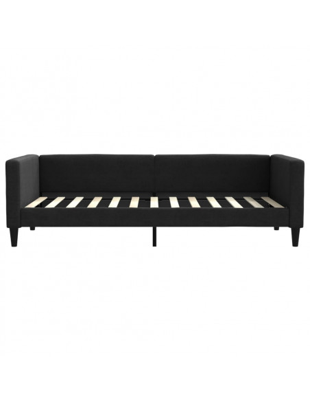 Divano Letto Estraibile con Cassetti Nero 100x200 cm in Tessuto