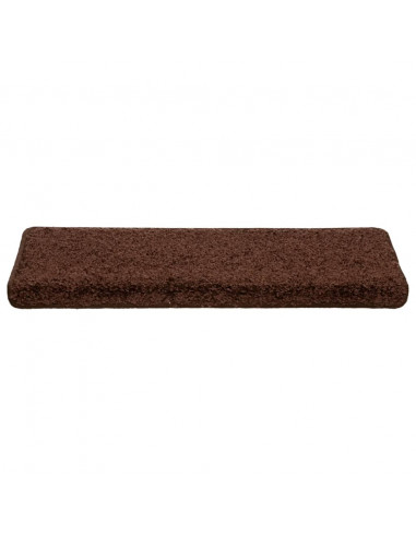 Tappetini per scale 10 pz 65x21x4 cm Marrone Bordo rettangolare