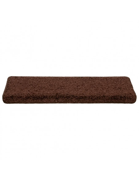 Tappetini per scale 10 pz 65x21x4 cm Marrone Bordo rettangolare
