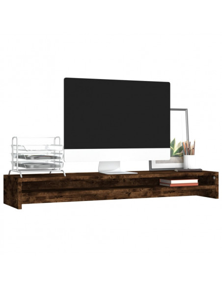 Supporto per Monitor Rovere Fumo 100x24x13 cm Legno Multistrato