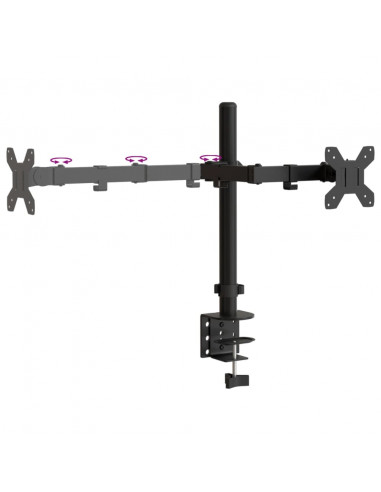 Supporto per Monitor Doppio in Acciaio Nero VESA 75/100 mm
