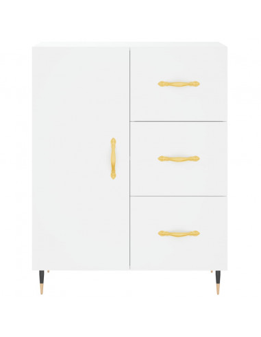 Credenza Bianca 69,5x34x180 cm in Legno Multistrato