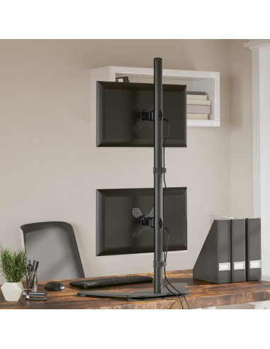 Supporto per Monitor Doppio in Acciaio Nero VESA 75/100 mm
