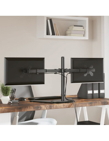 Supporto per Monitor Doppio in Acciaio Nero VESA 75/100 mm