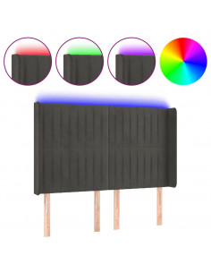 Testiera a LED Grigio Scuro 147x16x118/128cm in Velluto 2