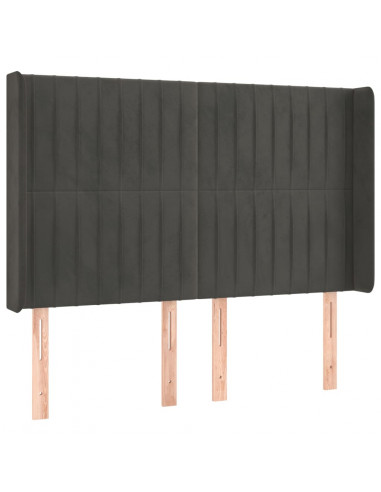 Testiera a LED Grigio Scuro 147x16x118/128cm in Velluto