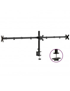 Supporto per Monitor Triplo in Acciaio Nero VESA 75/100 mm 2